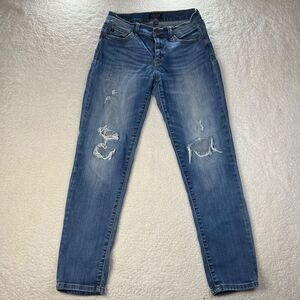 Judy Blue Jeans Womens 28 Blue Stretch Mid Rise Medium Wash Denim Distressed